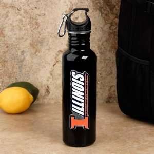 Illinois Fighting Illini Black 750ml Stainless Steel Water Bottle 