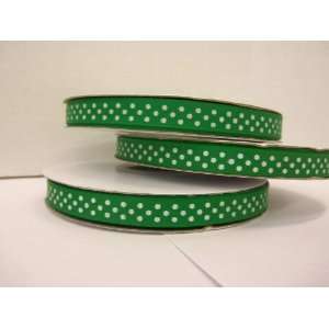  Polka Dot Grosgrain Ribbon 3/8 By 50yd emerald/white 