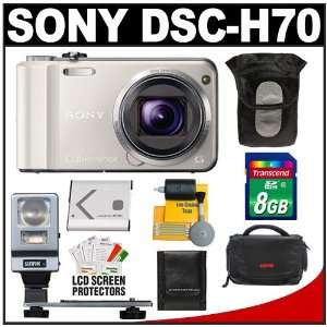  Sony Cyber Shot DSC H70 Digital Camera (Silver) with 8GB 
