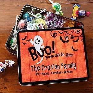  Halloween Ghost Personalized Candy Tin   Empty Kitchen 