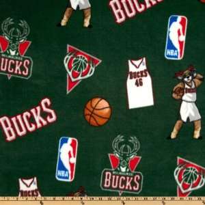  60 Wide NBA Fleece Milwaukee Bucks Toss Green Fabric By 