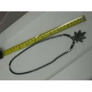  Traditional Glossy Black Hematite Necklace with Weed 