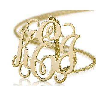14k Gold Monogram Necklace Personalized Name Necklace Initial Necklace