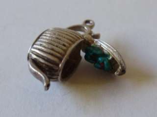 RARE VINTAGE UK STERLING SILVER TEAPOT CHARM Opens to Green Enameled 