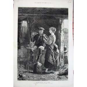   Roberts Art 1874 Man Woman Farm Barn Country Romance