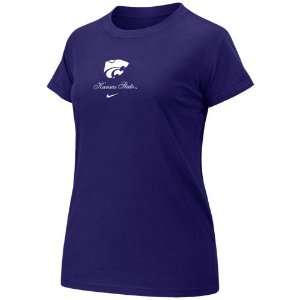   State Wildcats Ladies Purple Logo Crew T shirt