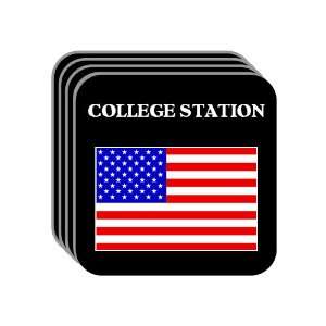 US Flag   College Station, Texas (TX) Set of 4 Mini Mousepad Coasters