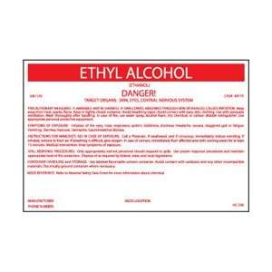 HC236P   Container Labels, Ethyl Alcohol, 6 1/2 X 10, Pressure 