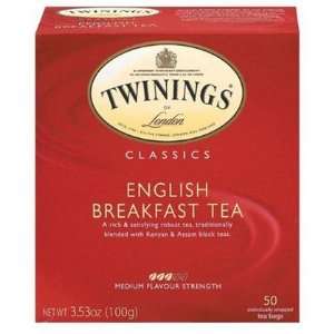 Twinings English Breakfast Tea, Tea Bags, 50 ct Boxes, 6 ct (Quantity 