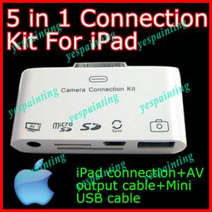 in 1 Camera Connection kit + AV Cable For ipad/iPad 2  