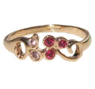   Ruby swarovski 18K rose gold GP Ring promise engagement wedding  