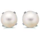 Birthstone Company 14K White Gold 4mm Round Cultured Pearl Stud 