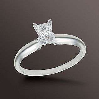 Princess Cut Diamond Solitaire Engagement Ring 14K White Gold  Jewelry 