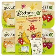 Tesco Goodness Creamy Fruit Yogurts 4X90g   Groceries   Tesco 