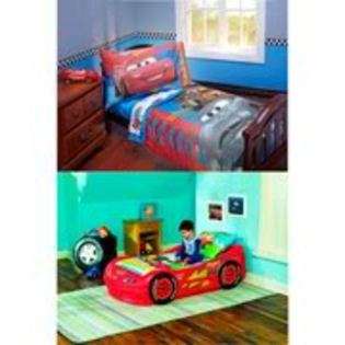 Disney Cars Lightning McQueen Toddler Bed and 4 Piece Bedding Set at 