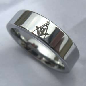   Masonic design mens Tungsten Carbide wedding band Anniversary ring