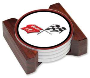 Corvette Cross Flags Ceramic Coaster Set  