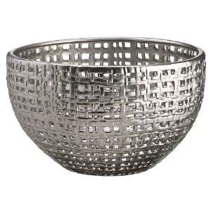  11.8Hx18.3Wx19.8L Basket Weave Pattern Ceramic Pot Pewter 