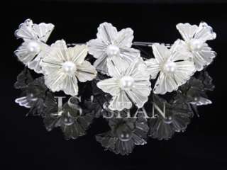 6PCS Wedding Bridal Flower Crystal Pearl Hair Pins,FG47  