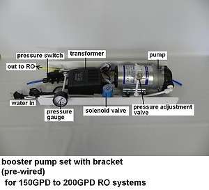 Large Booster Pump Assembly 150 200GPD RO Reverse Osmosis System UP 