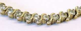 Cubic Zirconia Accented / Gold Plated Sterling Silver Tennis Link 