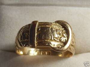 Antique 18K 18ct Rose Gold Buckle Ring 1909  