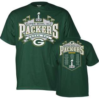 Reebok Green Bay Packers Super Bowl XLV Elite Roster T Shirt at  