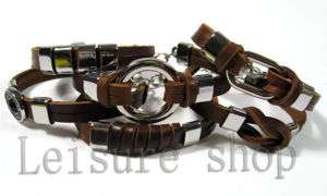 10pcs slap up MENS Genuine Leather Bracelet WHOLESALE  
