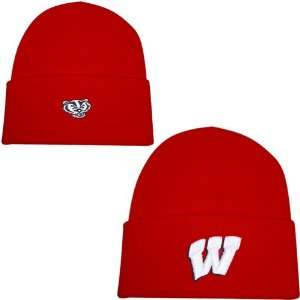 Top of the World Wisconsin Badgers Red Knit Beanie  Sports 