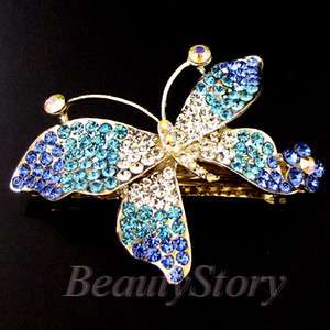    rhinestone crystal butterfly hair barrette clip wedding