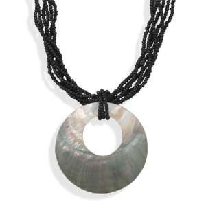 Glass Bead Fashion Necklace with Shell Pendant Jewelry