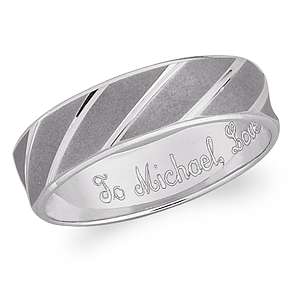 Limoges Jewelry Sterling Silver His Engraved Wedding Band 