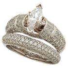 Jewelrydays Platinum Ladies Wedding Ring Set (Center stone is not 