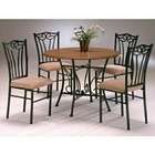 US Furniture 5 Pc. Round Oak Wood Finish Table Top with Black Metal 