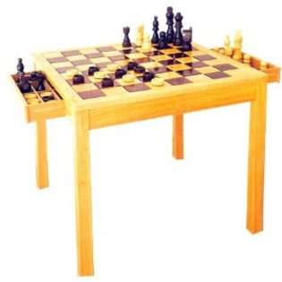 Da Vinci Full Size 29 Wooden Chess & Checkers 2 in 1 table w 