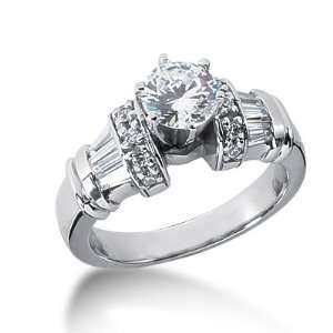  1.1 Ct Diamond Engagement Ring Baguette Pave Accent 14k 