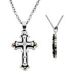 Body Candy 18 Inch Stainless Steel Black IP Diamond Cross Necklace
