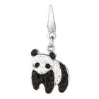  Sterling Silver Black and Clear Crystal Panda Charm
