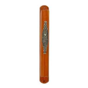  Wood Mezuzah with Metal Western Wall Plaque Everything 