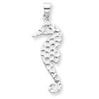 Jewelry Adviser pendants Sterling Silver Polished & Textured Sea Horse 