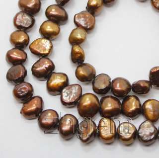 7mm natural brown freshwater pearl loose beads gem strand 14.5long 