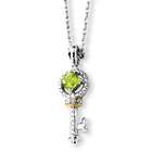   necklaces Sterling Silver & 14K Peridot and Diamond Key Necklace