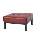 Safavieh Fulton Leather Small Cocktail Ottoman in Red