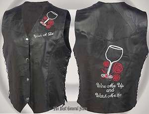   Glass and Roses Black Leather Motorcycle Vest Biker Ladies NEW  