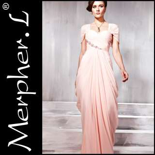 New Pink Cocktail Prom chiffon Straps Draped Formal Long Evening Dress 
