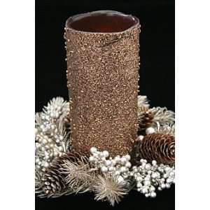   Inch Copper Battery Operated Candle with Wreath