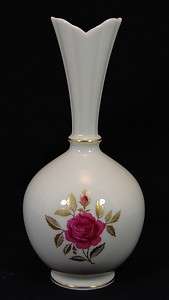 VTG 40s Lenox 8 Rose Bud Vase Bulb Gold Trim Blue Mark  