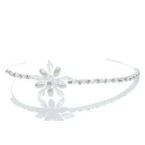 Unique Asymmetric Bridal Wedding Crystal Beads Pearl Flower Headband 