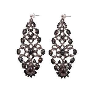Lorina silver lace chandelier dangle earrings with multicolored pearls