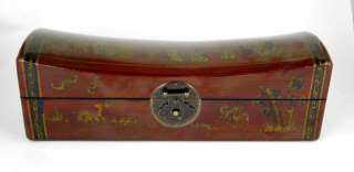   pillow box features a chinese beauties motif and fine decorative metal